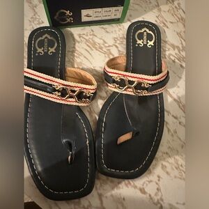 C. Wonder Classic Navy and Gold Women's Sandals